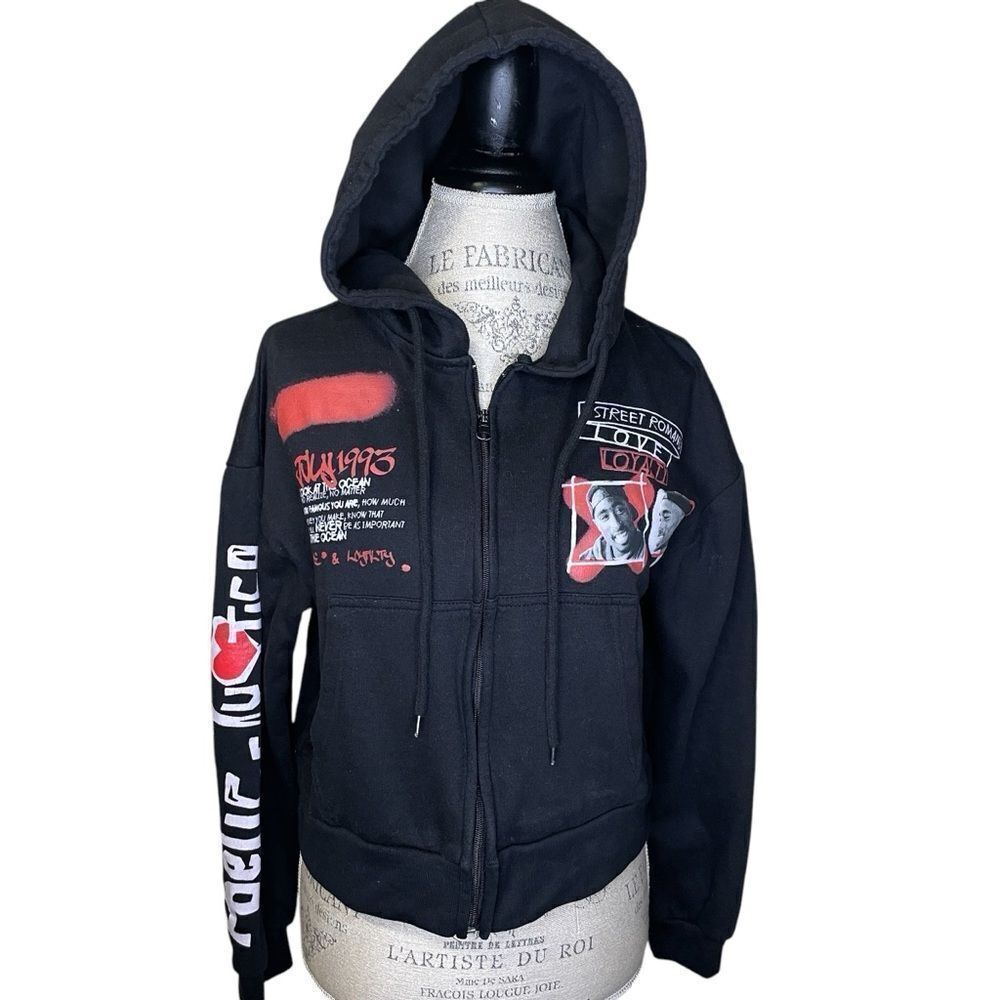 Chemistry Tupac Poetic Justice Hoodie Zipper Jacket Black Red White Size Medium